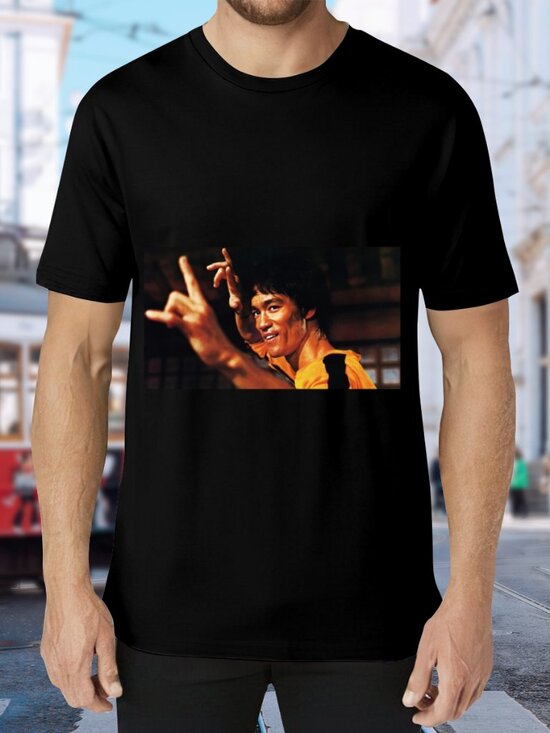 Other - Men's Black Short Sleeve Graphic Tee with Yellow Accent